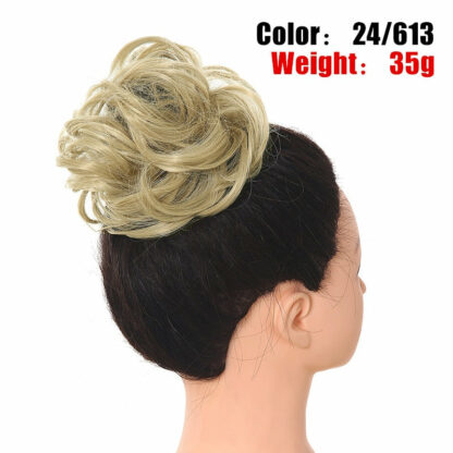 Chignon en cheveux synthétiques pour dames, bouclé, effet décoiffé