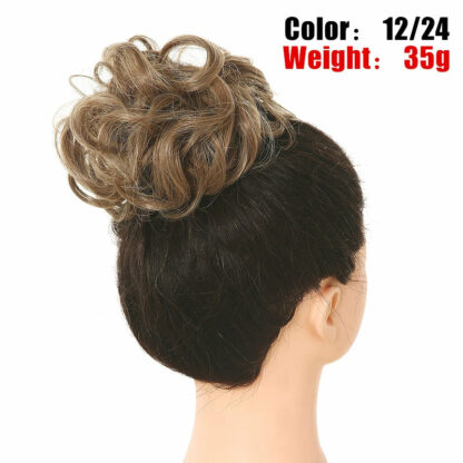 Chignon en cheveux synthétiques pour dames, bouclé, effet décoiffé