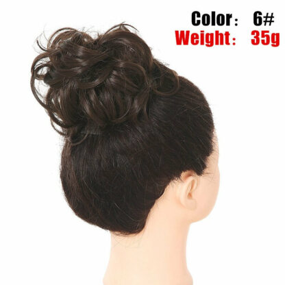 Chignon en cheveux synthétiques pour dames, bouclé, effet décoiffé