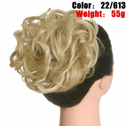Chignon en cheveux synthétiques pour dames, bouclé, effet décoiffé
