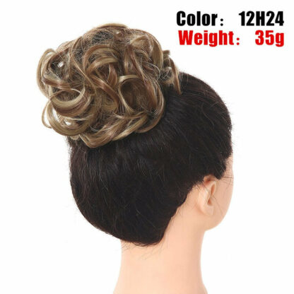Chignon en cheveux synthétiques pour dames, bouclé, effet décoiffé