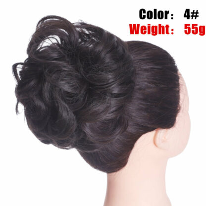 Chignon en cheveux synthétiques pour dames, bouclé, effet décoiffé