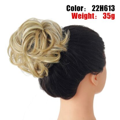 Chignon en cheveux synthétiques pour dames, bouclé, effet décoiffé