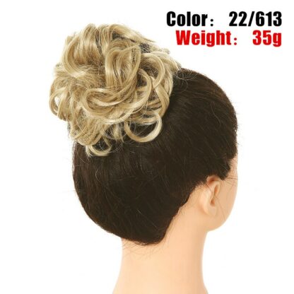 Chignon en cheveux synthétiques pour dames, bouclé, effet décoiffé