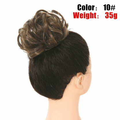 Chignon en cheveux synthétiques pour dames, bouclé, effet décoiffé