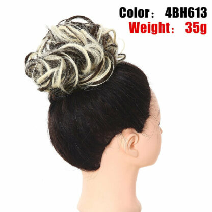 Chignon en cheveux synthétiques pour dames, bouclé, effet décoiffé