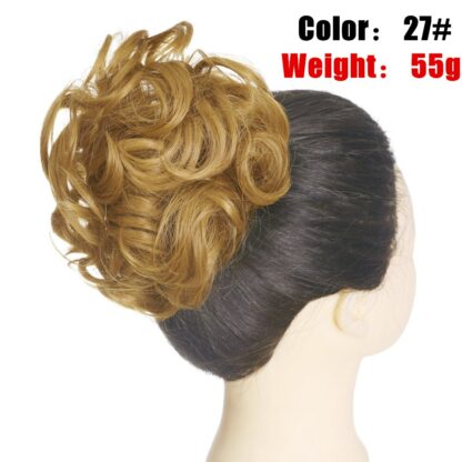 Chignon en cheveux synthétiques pour dames, bouclé, effet décoiffé