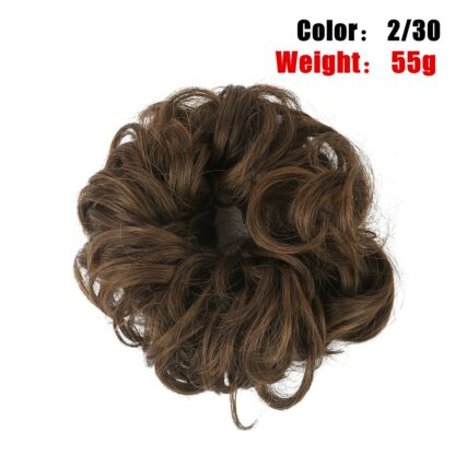 Chignon en cheveux synthétiques pour dames, bouclé, effet décoiffé