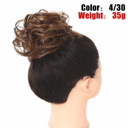 Chignon en cheveux synthétiques pour dames, bouclé, effet décoiffé