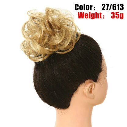 Chignon en cheveux synthétiques pour dames, bouclé, effet décoiffé