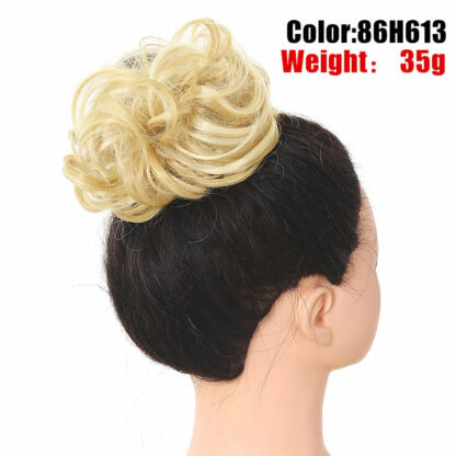 Chignon en cheveux synthétiques pour dames, bouclé, effet décoiffé