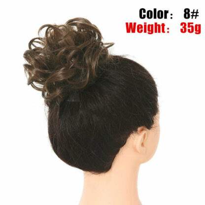 Chignon en cheveux synthétiques pour dames, bouclé, effet décoiffé