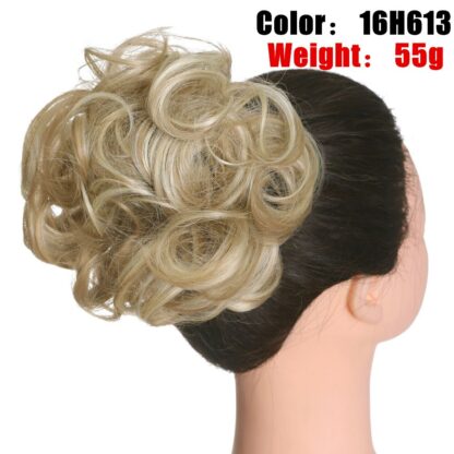 Chignon en cheveux synthétiques pour dames, bouclé, effet décoiffé