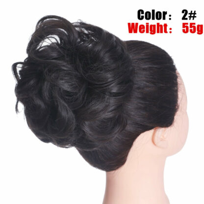 Chignon en cheveux synthétiques pour dames, bouclé, effet décoiffé