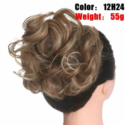 Chignon en cheveux synthétiques pour dames, bouclé, effet décoiffé