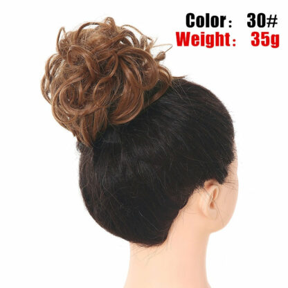 Chignon en cheveux synthétiques pour dames, bouclé, effet décoiffé