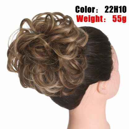 Chignon en cheveux synthétiques pour dames, bouclé, effet décoiffé