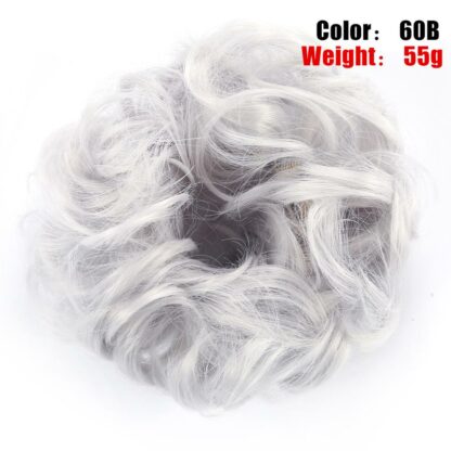 Chignon en cheveux synthétiques pour dames, bouclé, effet décoiffé