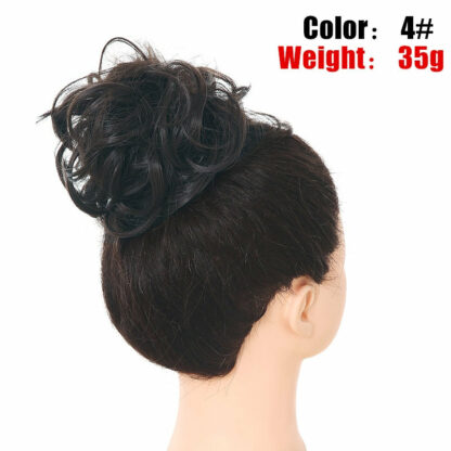 Chignon en cheveux synthétiques pour dames, bouclé, effet décoiffé