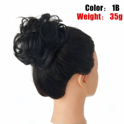 Chignon en cheveux synthétiques pour dames, bouclé, effet décoiffé