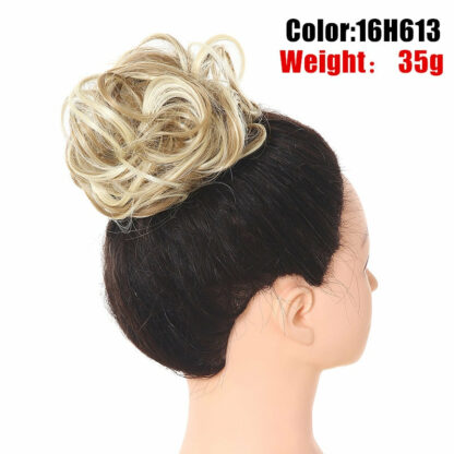 Chignon en cheveux synthétiques pour dames, bouclé, effet décoiffé