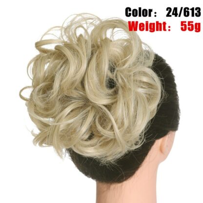 Chignon en cheveux synthétiques pour dames, bouclé, effet décoiffé