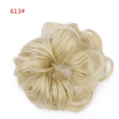 Chignon en cheveux synthétiques pour dames, bouclé, effet décoiffé