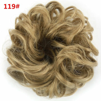 Chignon en cheveux synthétiques pour dames, bouclé, effet décoiffé