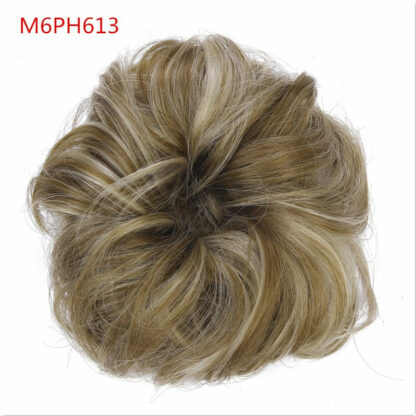 Chignon en cheveux synthétiques pour dames, bouclé, effet décoiffé