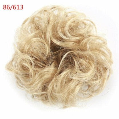 Chignon en cheveux synthétiques pour dames, bouclé, effet décoiffé