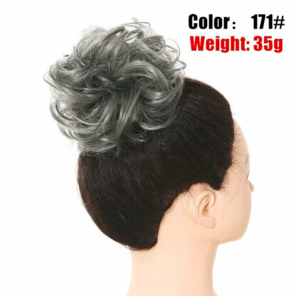Chignon en cheveux synthétiques pour dames, bouclé, effet décoiffé