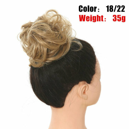Chignon en cheveux synthétiques pour dames, bouclé, effet décoiffé