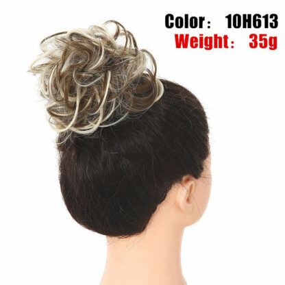 Chignon en cheveux synthétiques pour dames, bouclé, effet décoiffé