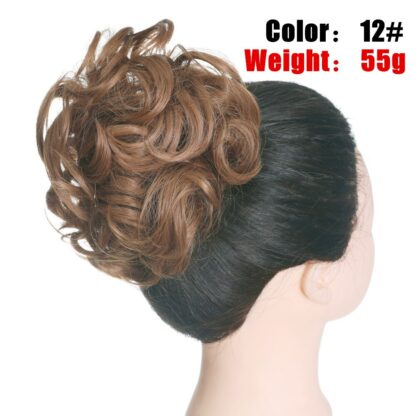 Chignon en cheveux synthétiques pour dames, bouclé, effet décoiffé