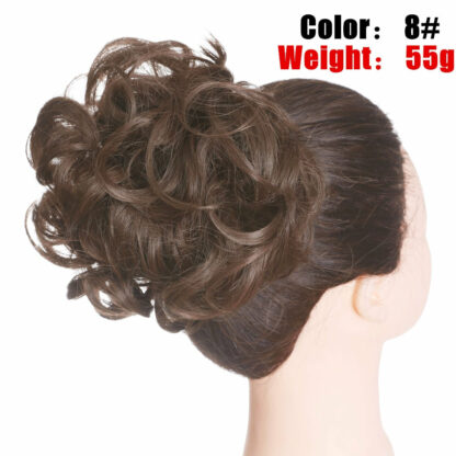 Chignon en cheveux synthétiques pour dames, bouclé, effet décoiffé