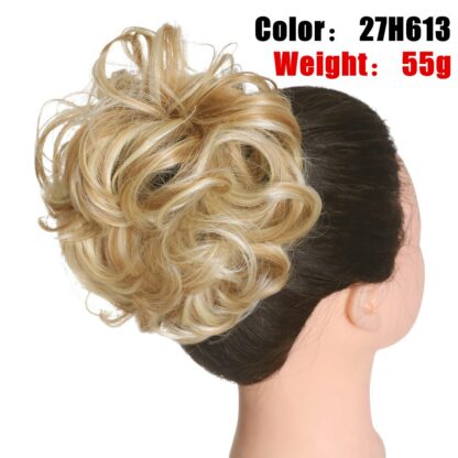 Chignon en cheveux synthétiques pour dames, bouclé, effet décoiffé