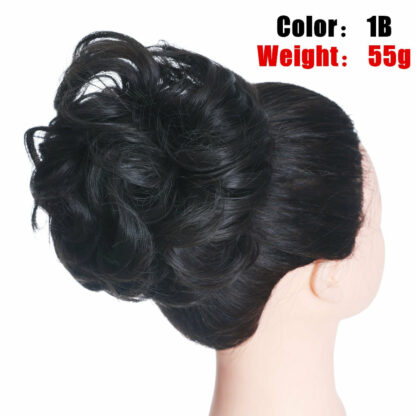 Chignon en cheveux synthétiques pour dames, bouclé, effet décoiffé