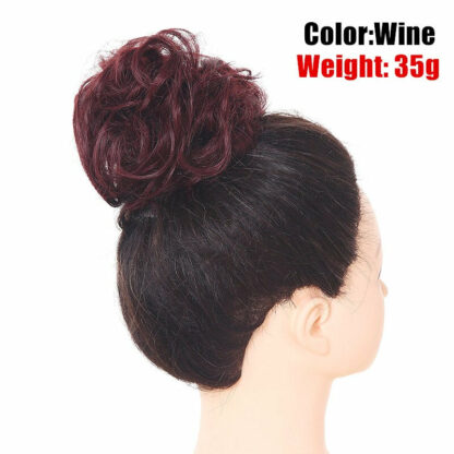 Chignon en cheveux synthétiques pour dames, bouclé, effet décoiffé