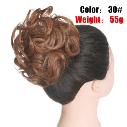 Chignon en cheveux synthétiques pour dames, bouclé, effet décoiffé