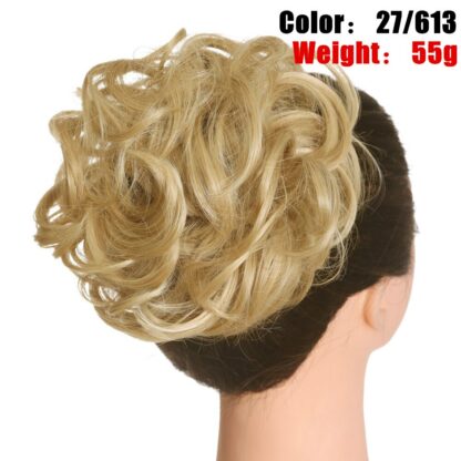 Chignon en cheveux synthétiques pour dames, bouclé, effet décoiffé