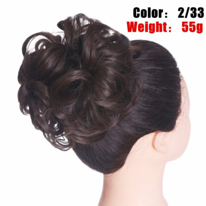 Chignon en cheveux synthétiques pour dames, bouclé, effet décoiffé