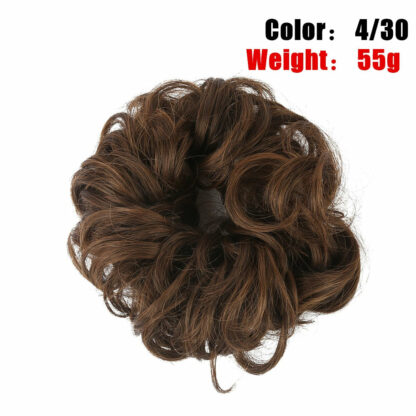 Chignon en cheveux synthétiques pour dames, bouclé, effet décoiffé