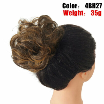 Chignon en cheveux synthétiques pour dames, bouclé, effet décoiffé