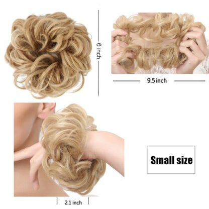 Chignon en cheveux synthétiques pour dames, bouclé, effet décoiffé
