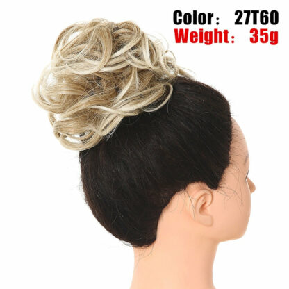 Chignon en cheveux synthétiques pour dames, bouclé, effet décoiffé