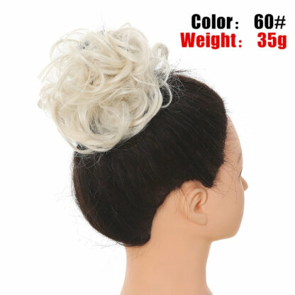 Chignon en cheveux synthétiques pour dames, bouclé, effet décoiffé