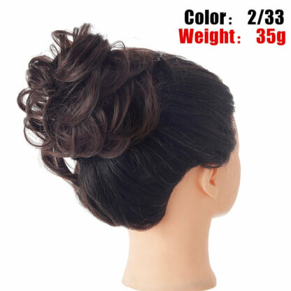 Chignon en cheveux synthétiques pour dames, bouclé, effet décoiffé