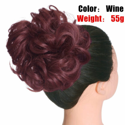 Chignon en cheveux synthétiques pour dames, bouclé, effet décoiffé