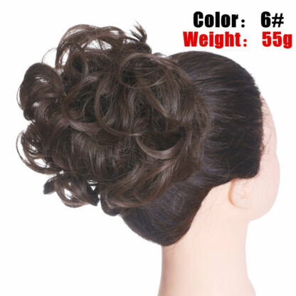 Chignon en cheveux synthétiques pour dames, bouclé, effet décoiffé