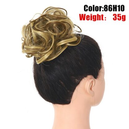 Chignon en cheveux synthétiques pour dames, bouclé, effet décoiffé